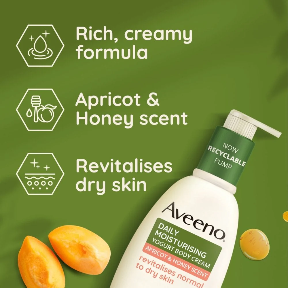 Aveeno Daily Moisturising Yogurt Body Cream Apricot & Honey Scent 300ml - Image 5