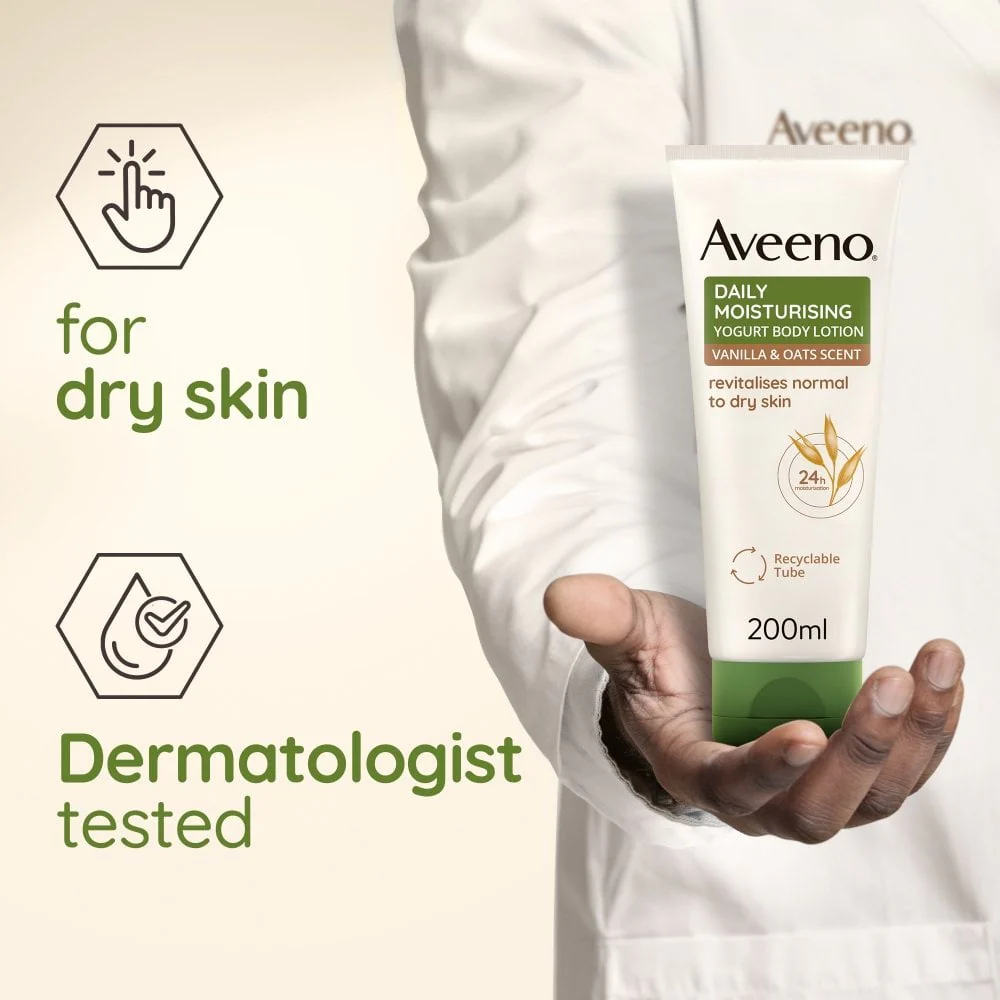 Aveeno Daily Moisturising Yogurt Vanilla & Oat Body Cream 200ml - Image 4