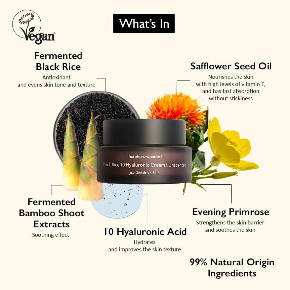 Haruharu Wonder Black Rice Hyaluronic Cream Unscented 50ml - Image 3