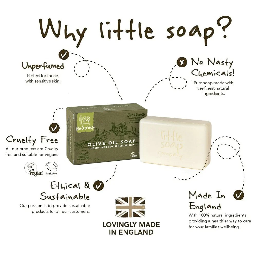Little Soap Company Eco Warrior Unperfumed Olive Oil Soap Bar 100g - Image 8